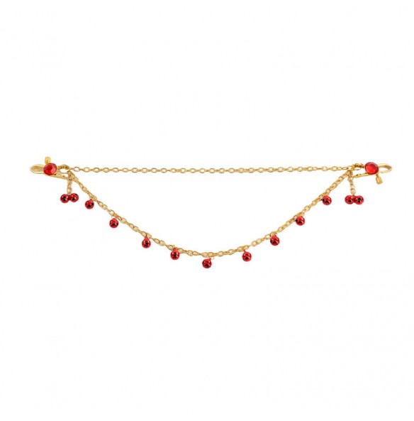 MizzZee - Bell Pendant Gemstone Long Chain Nipple Clamps